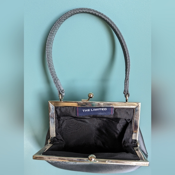 The Limited tiny bag in grey satin with silver accent embroidery. - Picture 2 of 4